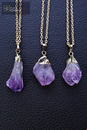 گردنبند سنگ دستساز آمیتیست بنفش (Amethyst) کد 1304