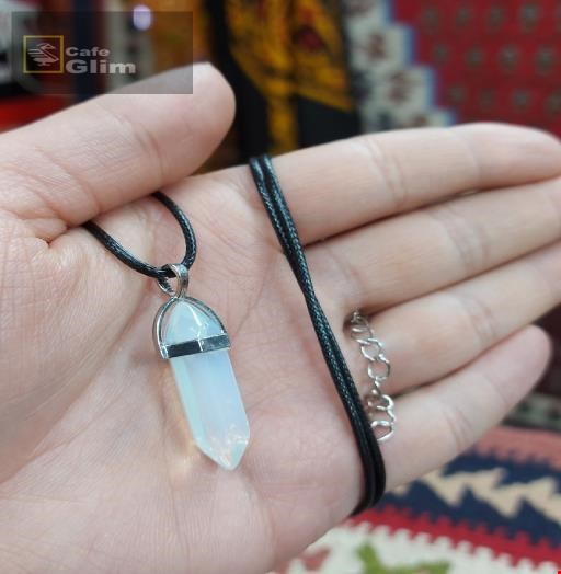 گردنبند سنگ کلاستر کوارتز شفاف کد 1288