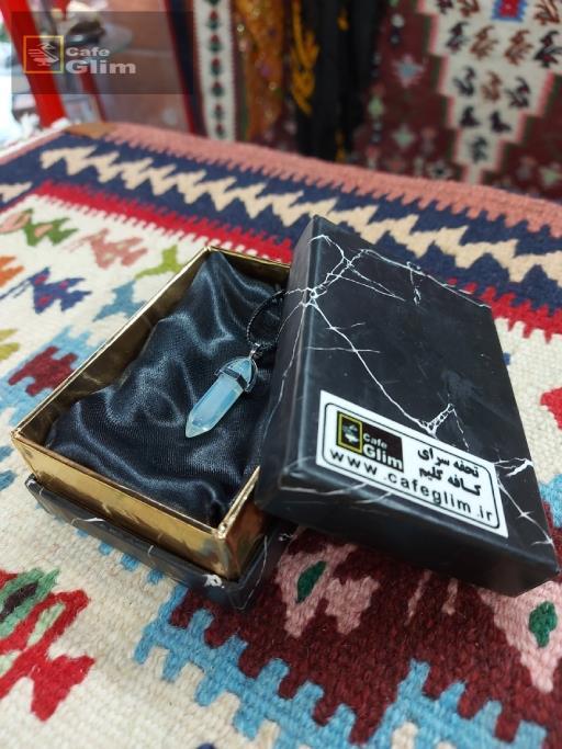 گردنبند سنگ کلاستر کوارتز شفاف با جعبه کادویی کد 1288