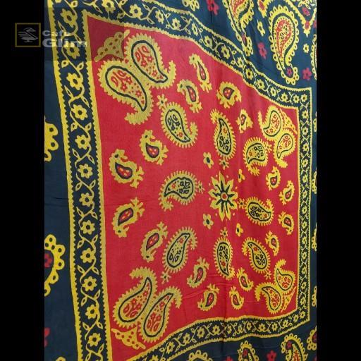 روسری ۱/۵ متری (سایز بزرگ) ابریشمی ترکمن طرح نسترن کد 1263.