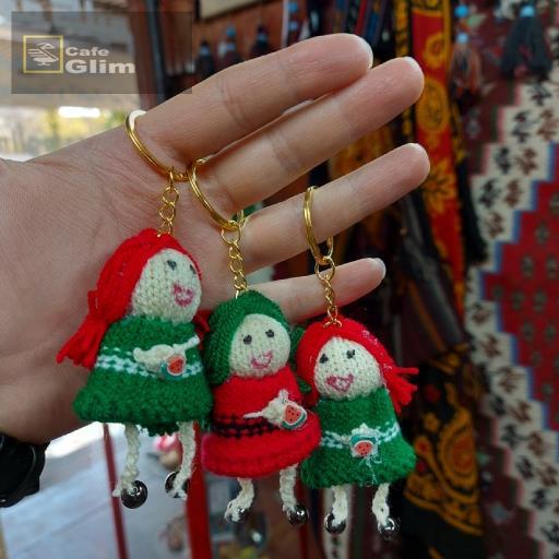 دسته کلید عروسکی بافت طرح ننه سرما رنگ موی سبز