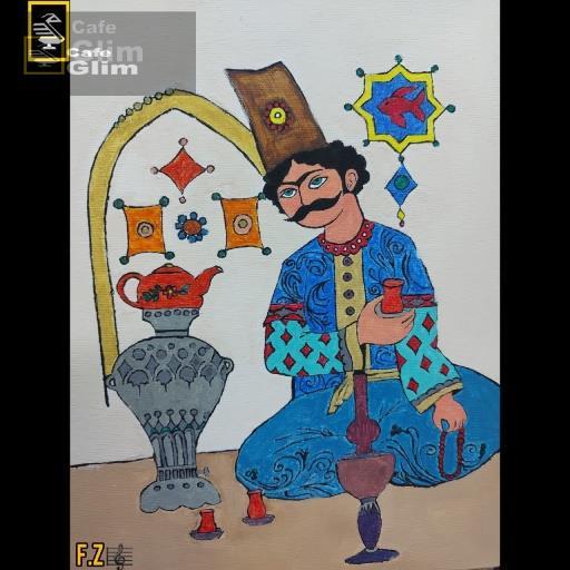 تابلو نقاشی رنگ آکریلیک طرح شاه عباس صفوی کد FZ 001