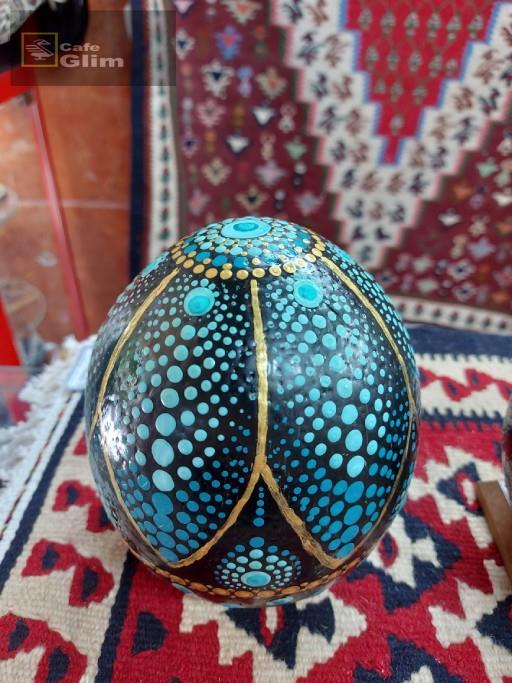 تخم شترمرغ نقطه کوبی شده طرح فاربژ (فیروزه)