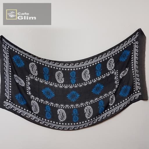 شال گلونی نخی رنگ آبی