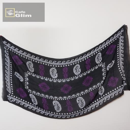 شال گلونی نخی رنگ بنفش