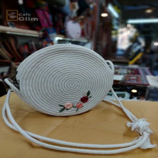 کیف دست بافت قیطان دوزی طرح دایره کد 1190 طرح 1