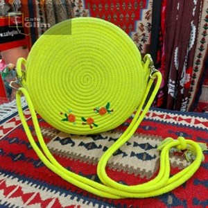 کیف دست بافت قیطان دوزی طرح دایره کد 1190