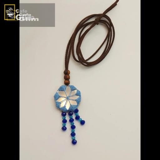 گردن آویز دست بافت آینه دوزی طرح جواهر کد 1274 مدل 2