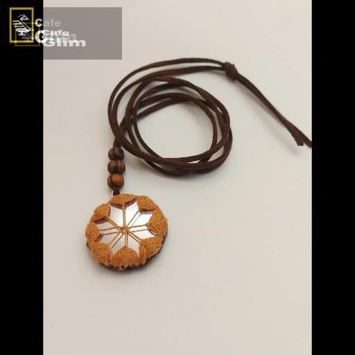 گردن آویز دست بافت آینه دوزی طرح جواهر کد 1274 مدل 3