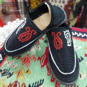 گیوه زنانه دست بافت کرمانشاه طرح گلونی کد 1294