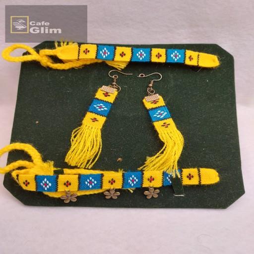 ست دستبند ، پابند و گوشواره گلیمی دست بافت کد 1221