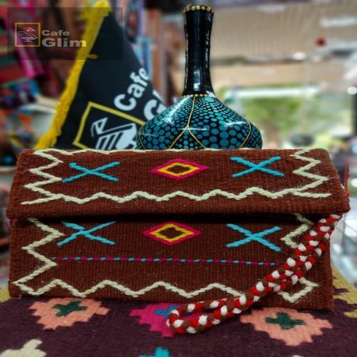 کیف دستی گلیمی دست بافت طرح دفینه کد 1220